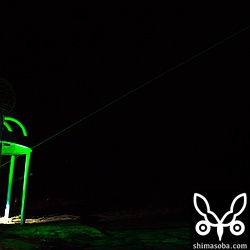 子午線モニュメントからビームが出ていて、このビームに集まる蛾を捕まえるリュウキュウアオバズクがいました。